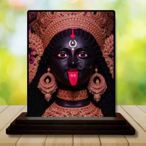 Car Dashboard Kali Wooden Photo Stand  3x4 Inches, Compact & Stylish Spiritual Display For Car, Home & Office (Pack Of 1) (F49345)