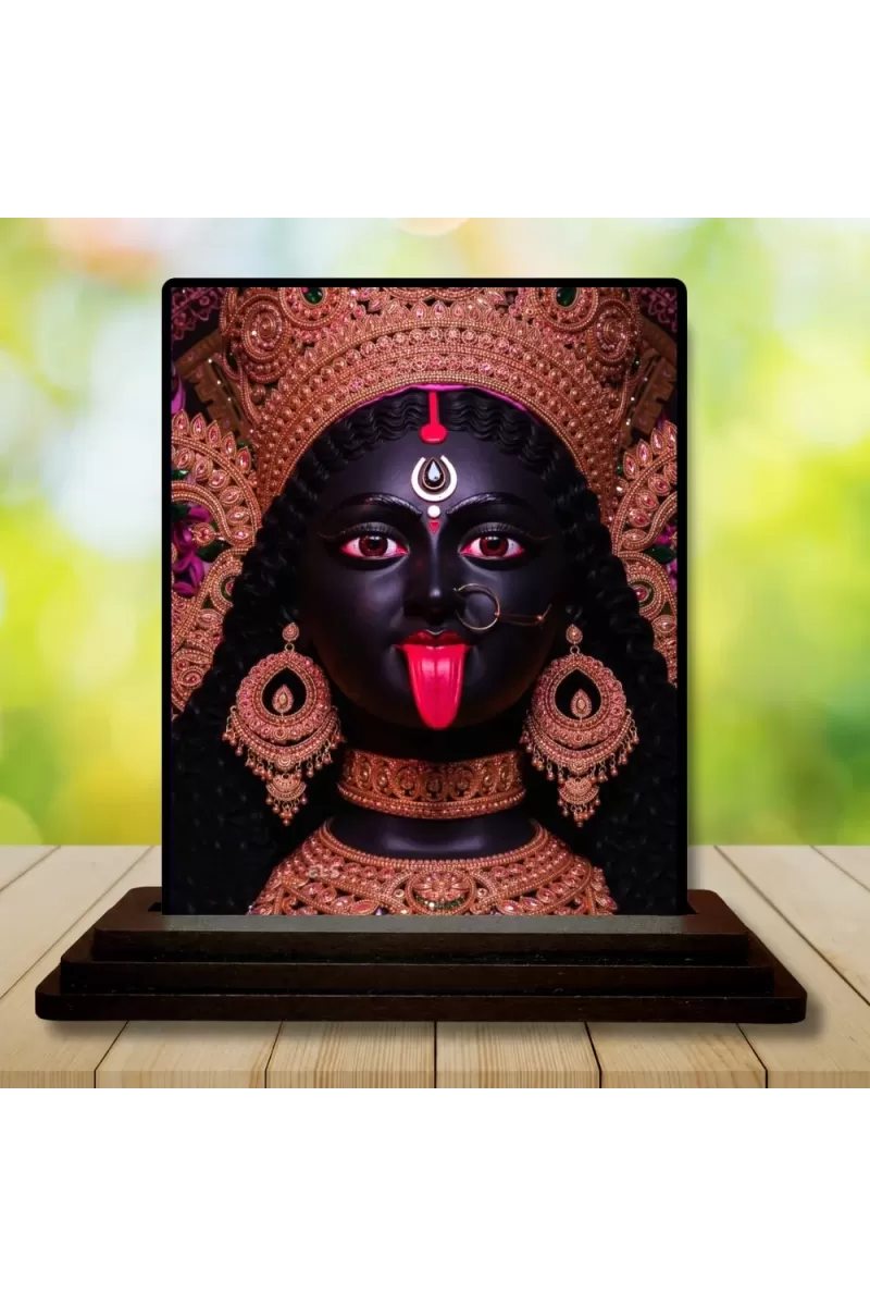 Car Dashboard Kali Wooden Photo Stand  3x4 Inches, Compact & Stylish Spiritual Display For Car, Home & Office (Pack Of 1) (F49345)