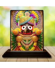 Car Dashboard Jagannatha Wooden Photo Stand  3x4 Inches, Compact & Stylish Spiritual Display For Car, Home & Office (Pack Of 1) (F49347)