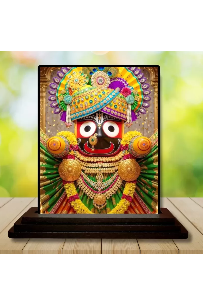 Car Dashboard Jagannatha Wooden Photo Stand  3x4 Inches, Compact & Stylish Spiritual Display For Car, Home & Office (Pack Of 1) (F49347)