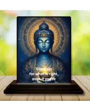 Car Dashboard Buddha Wooden Photo Stand  3x4 Inches, Compact & Stylish Spiritual Display For Car, Home & Office (Pack Of 1) (F49349)