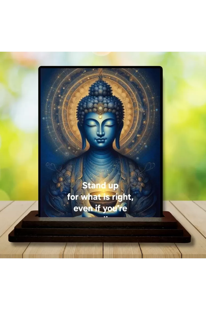 Car Dashboard Buddha Wooden Photo Stand  3x4 Inches, Compact & Stylish Spiritual Display For Car, Home & Office (Pack Of 1) (F49349)