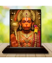 Car Dashboard Hanuman Wooden Photo Stand  3x4 Inches, Compact & Stylish Spiritual Display For Car, Home & Office (Pack Of 1) (F49351)