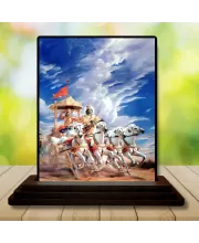 Car Dashboard Krishna Wooden Photo Stand  3x4 Inches, Compact & Stylish Spiritual Display For Car, Home & Office (Pack Of 1) (F49352)