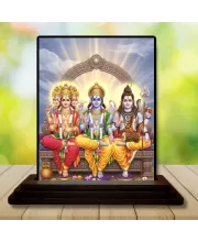 Car Dashboard Lord Brahma Lord Vishnu Lord Shiva Wooden Photo Stand  3x4 Inches, Compact & Stylish Spiritual Display For Car, Home & Office (Pack Of 1) (F49353)