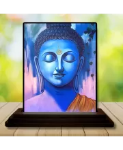 Car Dashboard Buddha Wooden Photo Stand  3x4 Inches, Compact & Stylish Spiritual Display For Car, Home & Office (Pack Of 1) (F49358)