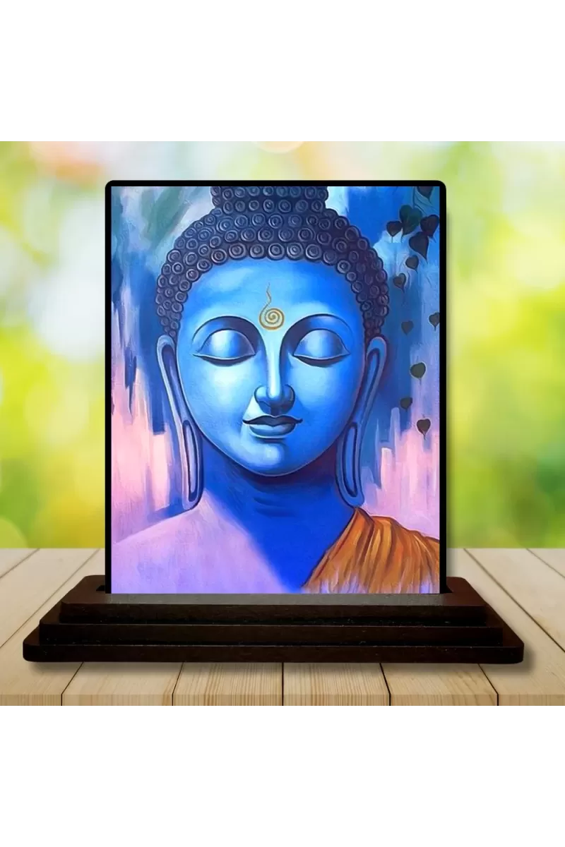 Car Dashboard Buddha Wooden Photo Stand  3x4 Inches, Compact & Stylish Spiritual Display For Car, Home & Office (Pack Of 1) (F49358)