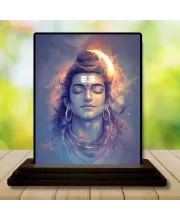 Car Dashboard Shiva Wooden Photo Stand  3x4 Inches, Compact & Stylish Spiritual Display For Car, Home & Office (Pack Of 1) (F49362)