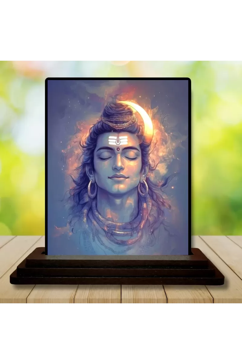 Car Dashboard Shiva Wooden Photo Stand  3x4 Inches, Compact & Stylish Spiritual Display For Car, Home & Office (Pack Of 1) (F49362)