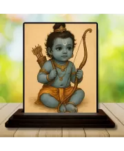 Car Dashboard Shree Krishna Wooden Photo Stand  3x4 Inches, Compact & Stylish Spiritual Display For Car, Home & Office (Pack Of 1) (F49367)