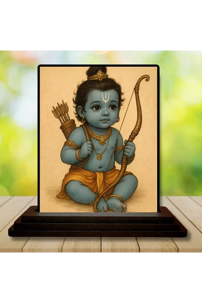 Car Dashboard Shree Krishna Wooden Photo Stand  3x4 Inches, Compact & Stylish Spiritual Display For Car, Home & Office (Pack Of 1) (F49367)