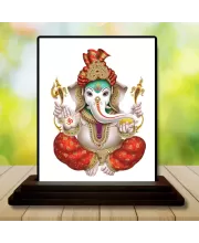 Car Dashboard Lord Ganesha Wooden Photo Stand  3x4 Inches, Compact & Stylish Spiritual Display For Car, Home & Office (Pack Of 1) (F49369)