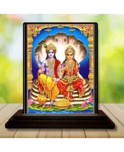 Car Dashboard Lord Ganesha And Lord Vishnu Wooden Photo Stand  3x4 Inches, Compact & Stylish Spiritual Display For Car, Home & Office (Pack Of 1) (F49371)