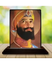 Car Dashboard Guru Gobind Singh Wooden Photo Stand  3x4 Inches, Compact & Stylish Spiritual Display For Car, Home & Office (Pack Of 1) (F49372)