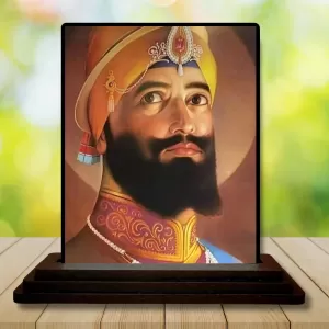 Car Dashboard Guru Gobind Singh Wooden Photo Stand  3x4 Inches, Compact & Stylish Spiritual Display For Car, Home & Office (Pack Of 1) (F49372)
