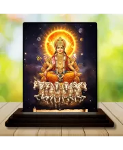 Car Dashboard Surya Wooden Photo Stand  3x4 Inches, Compact & Stylish Spiritual Display For Car, Home & Office (Pack Of 1) (F49373)