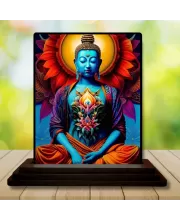 Car Dashboard Buddha Wooden Photo Stand  3x4 Inches, Compact & Stylish Spiritual Display For Car, Home & Office (Pack Of 1) (F49375)