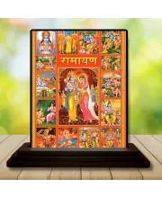Car Dashboard Lord Lord Rama Wooden Photo Stand  3x4 Inches, Compact & Stylish Spiritual Display For Car, Home & Office (Pack Of 1) (F49376)