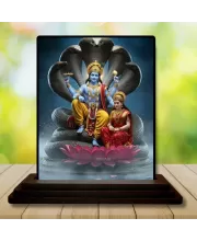 Car Dashboard Vishnu Wooden Photo Stand  3x4 Inches, Compact & Stylish Spiritual Display For Car, Home & Office (Pack Of 1) (F49379)