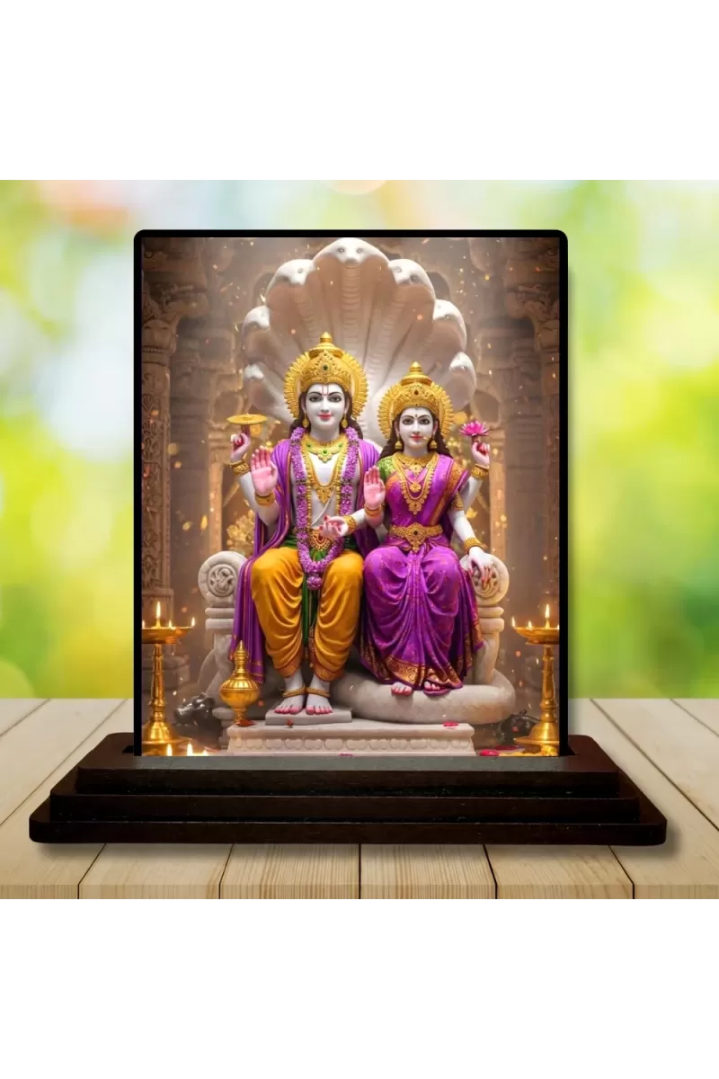 Car Dashboard Radha Krishna Wooden Photo Stand  3x4 Inches, Compact & Stylish Spiritual Display For Car, Home & Office (Pack Of 1) (F49382)