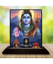 Car Dashboard Shiva Wooden Photo Stand  3x4 Inches, Compact & Stylish Spiritual Display For Car, Home & Office (Pack Of 1) (F49384)