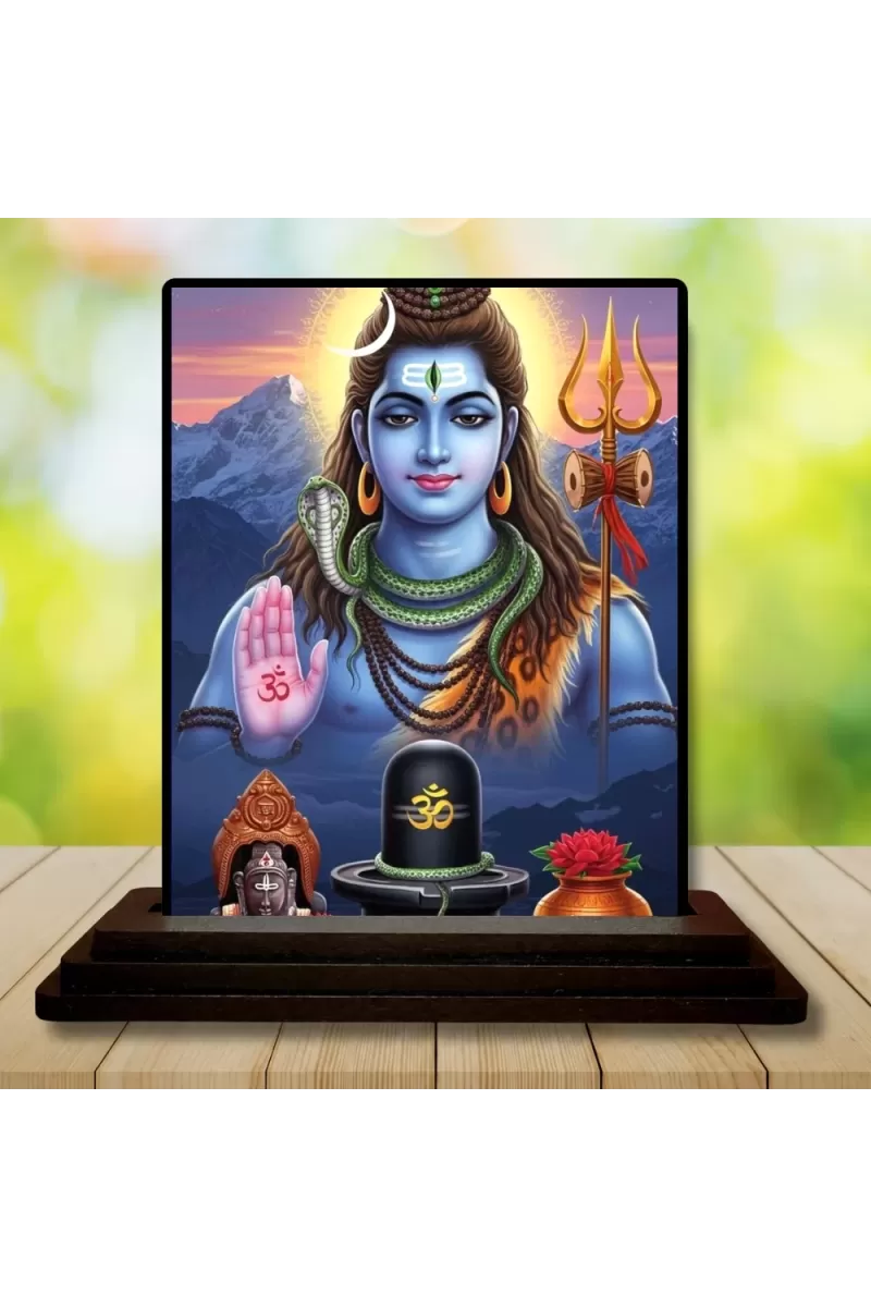 Car Dashboard Shiva Wooden Photo Stand  3x4 Inches, Compact & Stylish Spiritual Display For Car, Home & Office (Pack Of 1) (F49384)