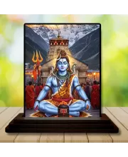 Car Dashboard Shiva Wooden Photo Stand  3x4 Inches, Compact & Stylish Spiritual Display For Car, Home & Office (Pack Of 1) (F49385)