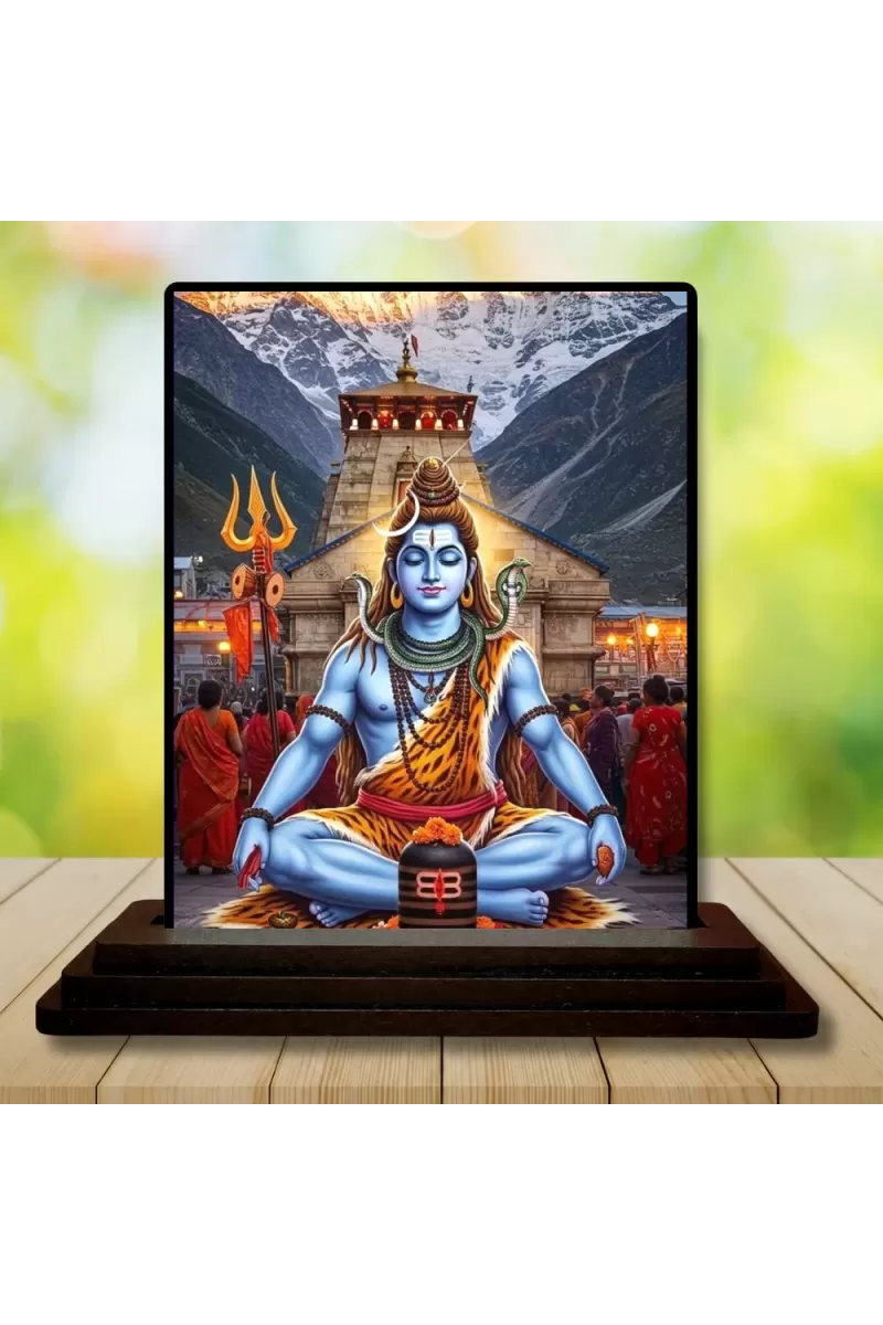 Car Dashboard Shiva Wooden Photo Stand  3x4 Inches, Compact & Stylish Spiritual Display For Car, Home & Office (Pack Of 1) (F49385)