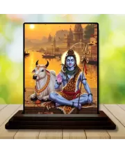 Car Dashboard Shiva Wooden Photo Stand  3x4 Inches, Compact & Stylish Spiritual Display For Car, Home & Office (Pack Of 1) (F49386)
