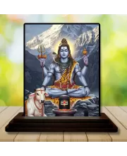Car Dashboard Shiva Wooden Photo Stand  3x4 Inches, Compact & Stylish Spiritual Display For Car, Home & Office (Pack Of 1) (F49387)