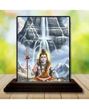 Car Dashboard Shiva Wooden Photo Stand  3x4 Inches, Compact & Stylish Spiritual Display For Car, Home & Office (Pack Of 1) (F49388)