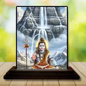 Car Dashboard Shiva Wooden Photo Stand  3x4 Inches, Compact & Stylish Spiritual Display For Car, Home & Office (Pack Of 1) (F49388)