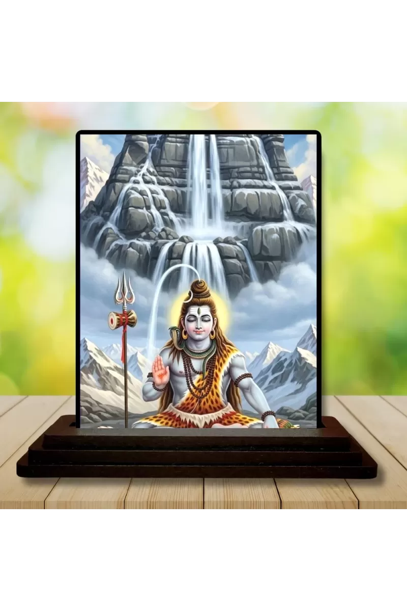 Car Dashboard Shiva Wooden Photo Stand  3x4 Inches, Compact & Stylish Spiritual Display For Car, Home & Office (Pack Of 1) (F49388)