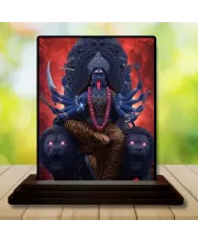 Car Dashboard Kali Wooden Photo Stand  3x4 Inches, Compact & Stylish Spiritual Display For Car, Home & Office (Pack Of 1) (F49395)