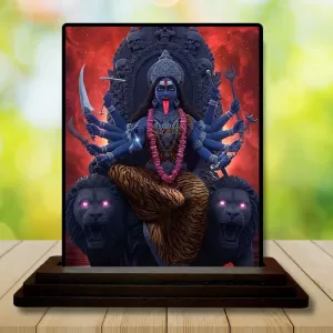 Car Dashboard Kali Wooden Photo Stand  3x4 Inches, Compact & Stylish Spiritual Display For Car, Home & Office (Pack Of 1) (F49395)