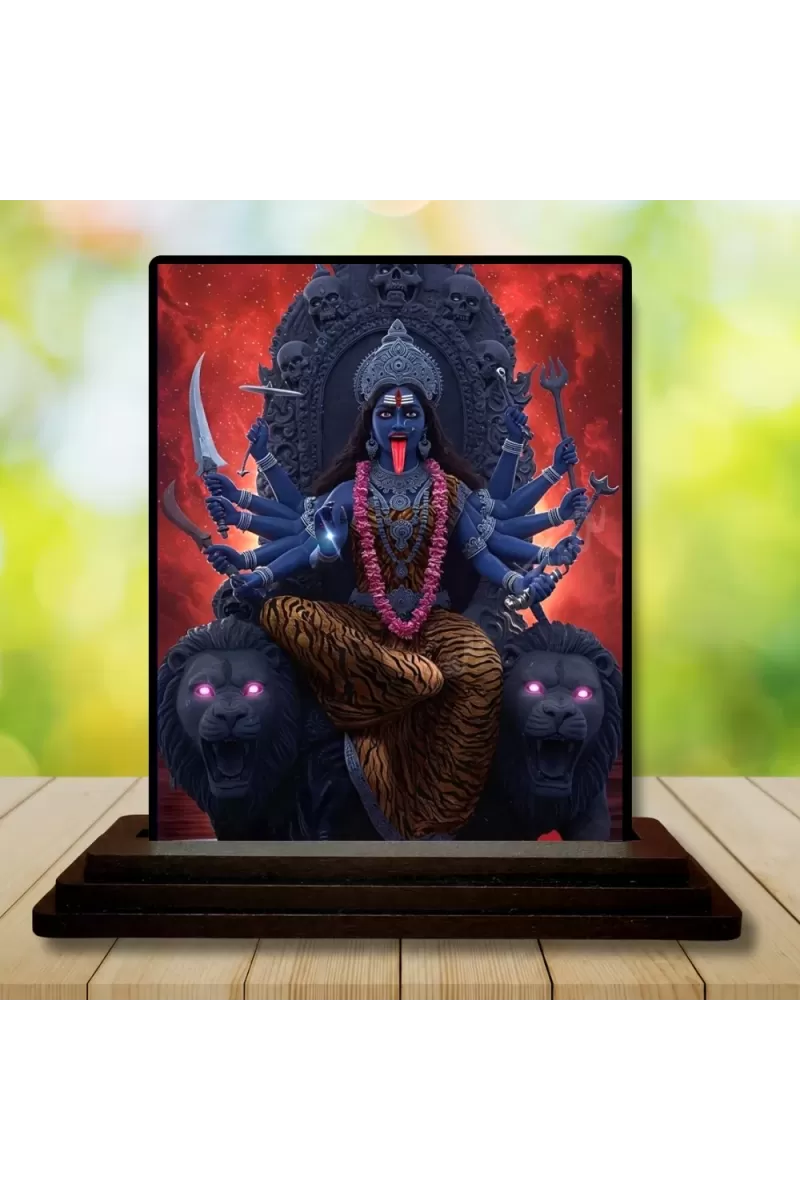 Car Dashboard Kali Wooden Photo Stand  3x4 Inches, Compact & Stylish Spiritual Display For Car, Home & Office (Pack Of 1) (F49395)