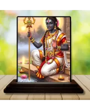 Car Dashboard Lord Shiva Wooden Photo Stand  3x4 Inches, Compact & Stylish Spiritual Display For Car, Home & Office (Pack Of 1) (F49396)