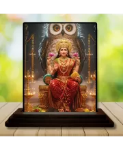 Car Dashboard Lakshmi Wooden Photo Stand  3x4 Inches, Compact & Stylish Spiritual Display For Car, Home & Office (Pack Of 1) (F49397)
