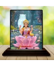 Car Dashboard Lakshmi Wooden Photo Stand  3x4 Inches, Compact & Stylish Spiritual Display For Car, Home & Office (Pack Of 1) (F49398)