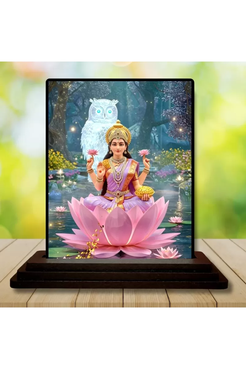 Car Dashboard Lakshmi Wooden Photo Stand  3x4 Inches, Compact & Stylish Spiritual Display For Car, Home & Office (Pack Of 1) (F49398)