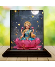 Car Dashboard Lakshmi Wooden Photo Stand  3x4 Inches, Compact & Stylish Spiritual Display For Car, Home & Office (Pack Of 1) (F49399)