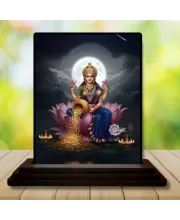 Car Dashboard Lakshmi Wooden Photo Stand  3x4 Inches, Compact & Stylish Spiritual Display For Car, Home & Office (Pack Of 1) (F49400)