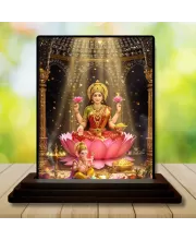 Car Dashboard Lakshmi Wooden Photo Stand  3x4 Inches, Compact & Stylish Spiritual Display For Car, Home & Office (Pack Of 1) (F49404)