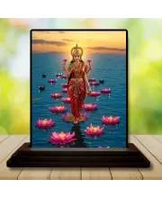 Car Dashboard Lakshmi Wooden Photo Stand  3x4 Inches, Compact & Stylish Spiritual Display For Car, Home & Office (Pack Of 1) (F49405)