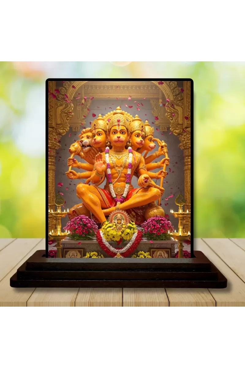 Car Dashboard Hanuman Wooden Photo Stand  3x4 Inches, Compact & Stylish Spiritual Display For Car, Home & Office (Pack Of 1) (F49408)