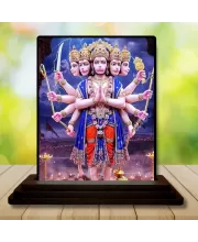 Car Dashboard Panchamukhi Hanuman Wooden Photo Stand  3x4 Inches, Compact & Stylish Spiritual Display For Car, Home & Office (Pack Of 1) (F49410)