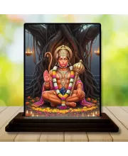 Car Dashboard Hanuman Wooden Photo Stand  3x4 Inches, Compact & Stylish Spiritual Display For Car, Home & Office (Pack Of 1) (F49412)