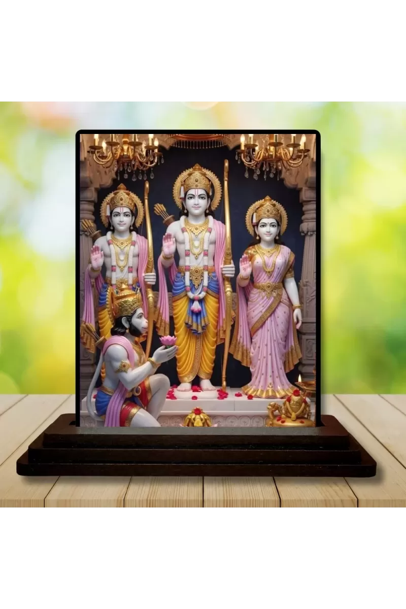Car Dashboard Ram Darbar Wooden Photo Stand  3x4 Inches, Compact & Stylish Spiritual Display For Car, Home & Office (Pack Of 1) (F49418)