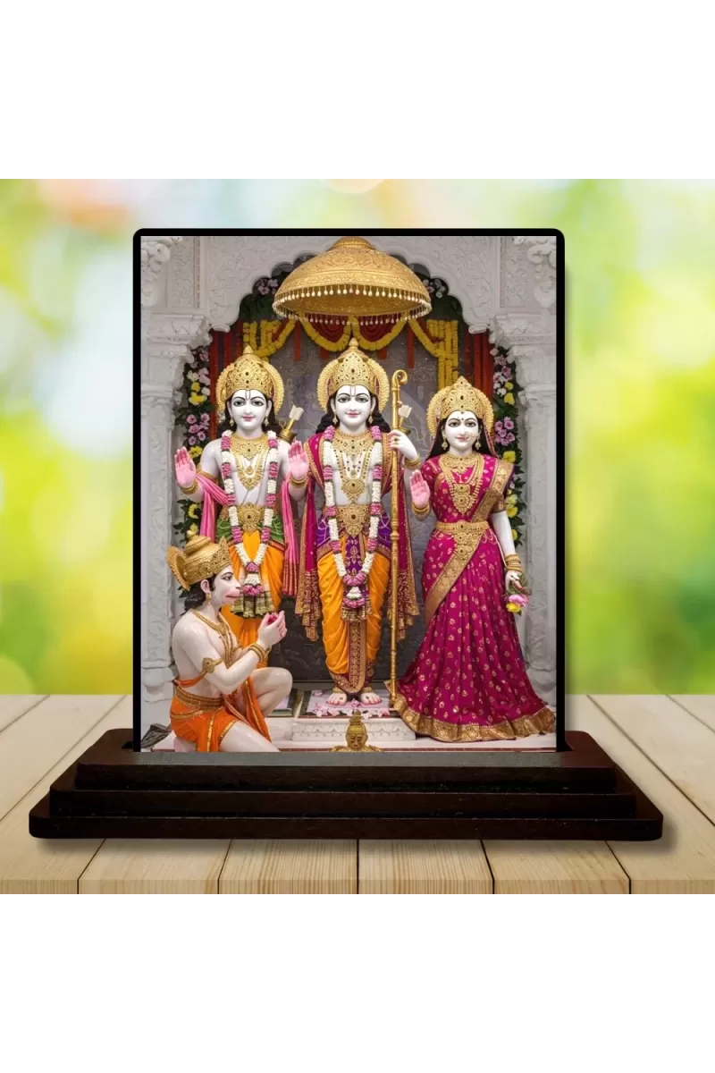 Car Dashboard Ram Darbar Wooden Photo Stand  3x4 Inches, Compact & Stylish Spiritual Display For Car, Home & Office (Pack Of 1) (F49419)