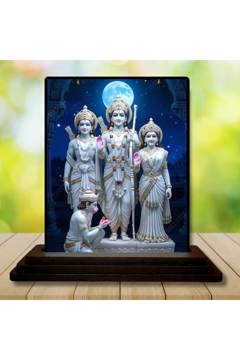 Car Dashboard Ram Darbar Wooden Photo Stand  3x4 Inches, Compact & Stylish Spiritual Display For Car, Home & Office (Pack Of 1) (F49420)